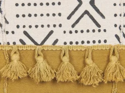 Conjunto De 2 Almofadas Decorativas Branco Creme E Amarelo Mostarda 45 X 45 Cm Woodi