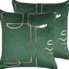 Conjunto De 2 Almofadas Decorativas Veludo Verde E Dourado 45 X 45 Cm Philodendron