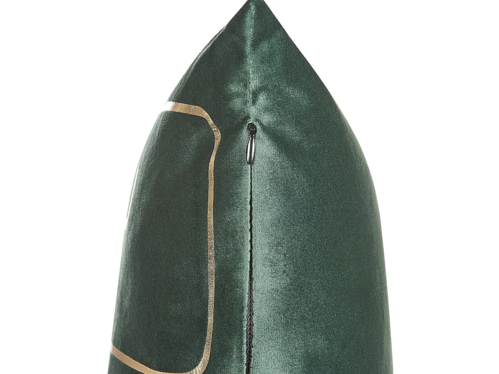 Conjunto De 2 Almofadas Decorativas Veludo Verde E Dourado 45 X 45 Cm Philodendron