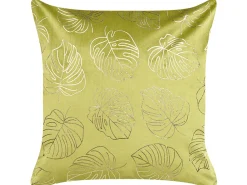 Conjunto De 2 Almofadas Decorativas Veludo Verde Claro E Dourado 45 X 45 Cm Monstera