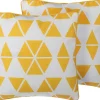 Conjunto De 2 Almofadas Decorativas Com Triangulos 45 X 45 Cm Amarela Pansy