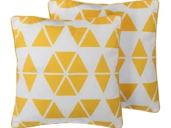 Conjunto De 2 Almofadas Decorativas Com Triangulos 45 X 45 Cm Amarela Pansy