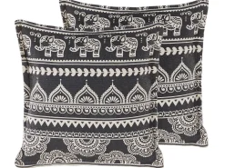 Conjunto De 2 Almofadas De Algodao Preto E Branco 45 X 45 Cm Atabagi