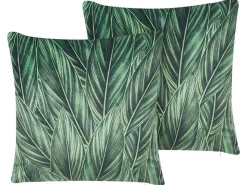 Conjunto De 2 Almofadas Decorativas Verdes 45 X 45 Cm Diascia