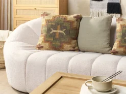 Conjunto De 2 Almofadas Decorativas Com Padrao Geometrico Em Juta Multicolor 45 X 45 Cm Pulicat