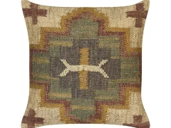 Conjunto De 2 Almofadas Decorativas Com Padrao Geometrico Em Juta Multicolor 45 X 45 Cm Pulicat