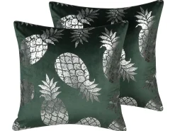 Conjunto De 2 Almofadas Decorativas Verdes Escuras 45 X 45 Cm Astilbe