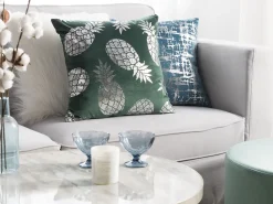 Conjunto De 2 Almofadas Decorativas Verdes Escuras 45 X 45 Cm Astilbe