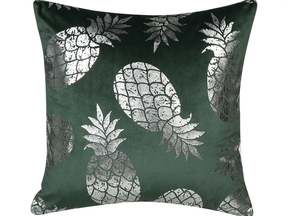 Conjunto De 2 Almofadas Decorativas Verdes Escuras 45 X 45 Cm Astilbe