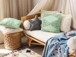 Conjunto De 2 Almofadas Decorativas Em Algodao Verde Claro 45 X 45 Cm Rhoeo