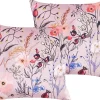 Conjunto De 2 Almofadas Decorativas Em Veludo Rosa 45 X 45 Cm Anemones