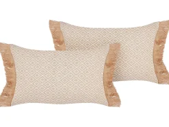 Conjunto De 2 Almofadas Decorativas Creme 30 X 50 Cm Boath