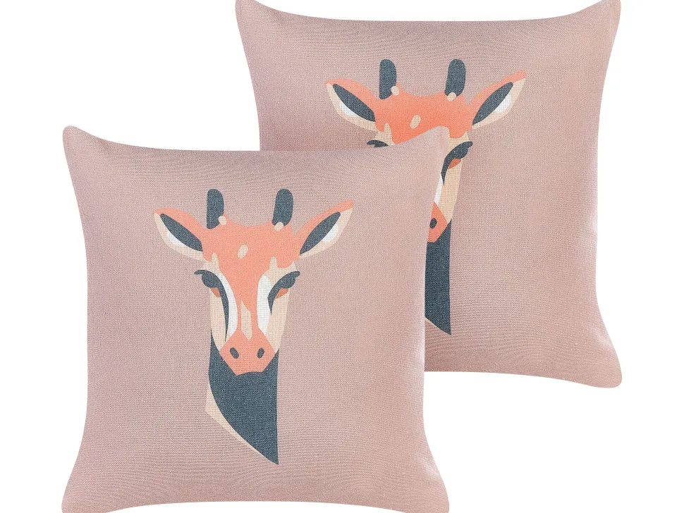 Conjunto De 2 Almofadas Decorativas Rosas 45 X 45 Cm Candelabra