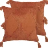 Conjunto De 2 Almofadas Decorativas Tufadas Em Algodao Laranja 45 X 45 Cm Avium