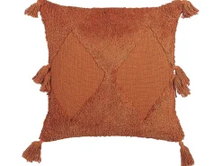 Conjunto De 2 Almofadas Decorativas Tufadas Em Algodao Laranja 45 X 45 Cm Avium