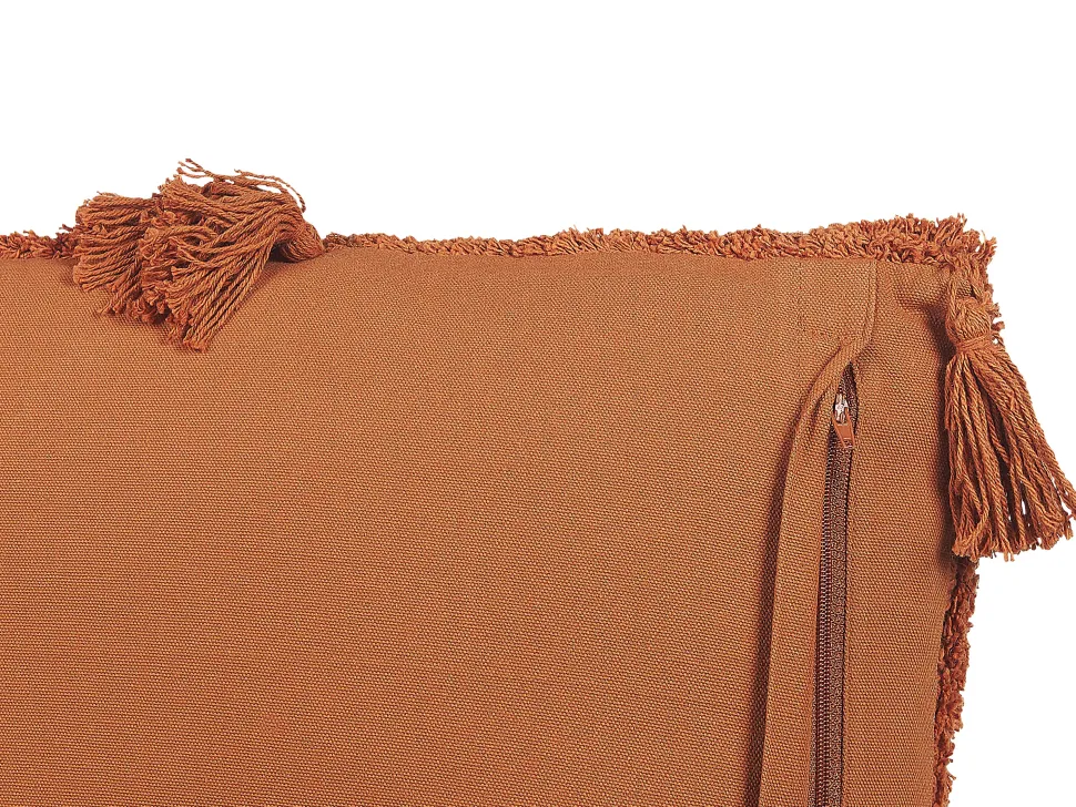Conjunto De 2 Almofadas Decorativas Tufadas Em Algodao Laranja 45 X 45 Cm Avium