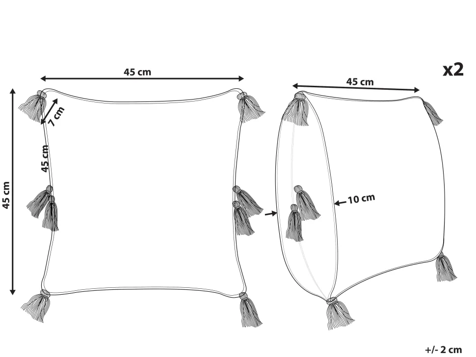 Conjunto De 2 Almofadas Decorativas Tufadas Em Algodao Laranja 45 X 45 Cm Avium