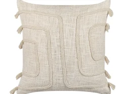 Conjunto De 2 Almofadas Decorativas Em Algodao Creme Com Padrao Abstrato 45 X 45 Cm Pleione