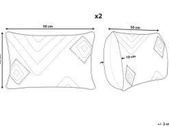 Conjunto De 2 Almofadas Decorativas Tufadas Em Algodao Preto 45 X 45 Cm Viburnum