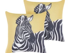 Conjunto De 2 Almofadas Decorativas Amarelas 45 X 45 Cm Manketti
