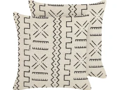 Conjunto De 2 Almofadas Decorativas Pretas E Brancas 45 X 45 Cm Myrica