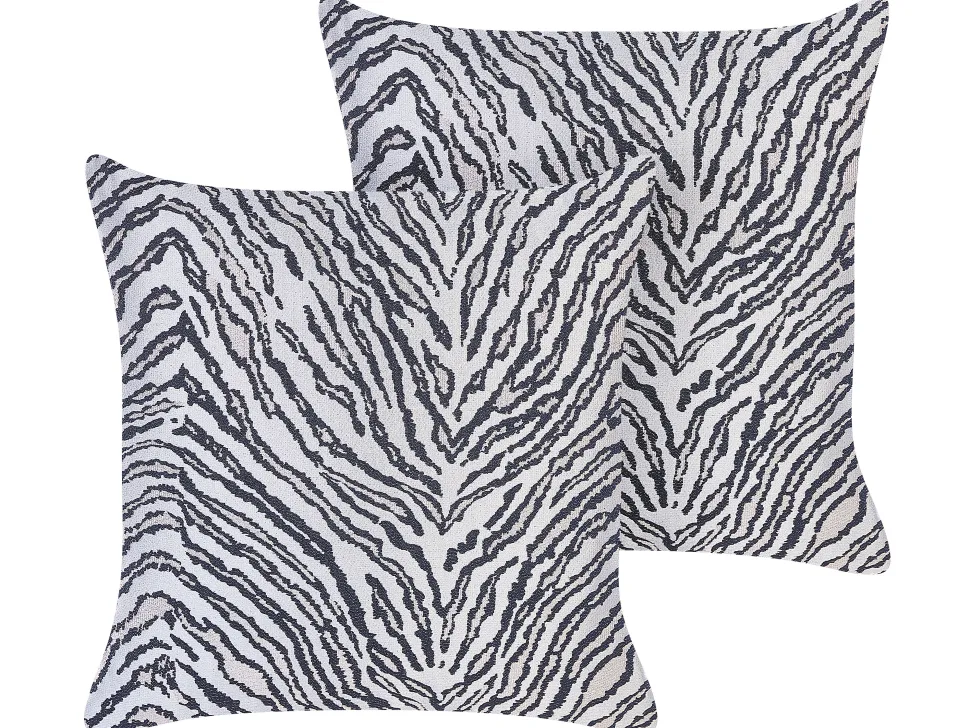 Conjunto De 2 Almofadas Decorativas Brancas E Pretas 45 X 45 Cm Manetti