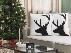 Conjunto De 2 Almofadas Decorativas Em Preto E Branco 45 X 45 Cm Shadrack