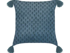 Conjunto De 2 Almofadas Decorativas Em Veludo Azul Escuro 45 X 45 Cm Ribes