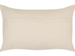 Conjunto De 2 Almofadas Decorativas Em Algodao Laranja E Branco Com Padrao Geometrico 30 X 50 Cm Inula