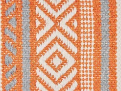 Conjunto De 2 Almofadas Decorativas Em Algodao Laranja E Branco Com Padrao Geometrico 30 X 50 Cm Inula