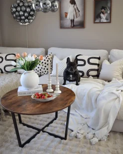 Conjunto De 2 Almofadas Decorativas Em Algodao Creme E Preto 45 X 45 Cm Fuchsia