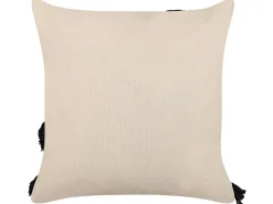 Conjunto De 2 Almofadas Decorativas Em Algodao Creme E Preto 45 X 45 Cm Fuchsia