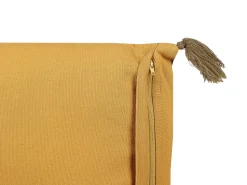 Conjunto De 2 Almofadas Decorativas Com Padrao Floral E Borlas Em Veludo Amarelo 45 X 45 Cm Rheum