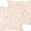 Conjunto De 2 Almofadas Decorativas Em Veludo Creme E Rosa 45 X 45 Cm Triteleia
