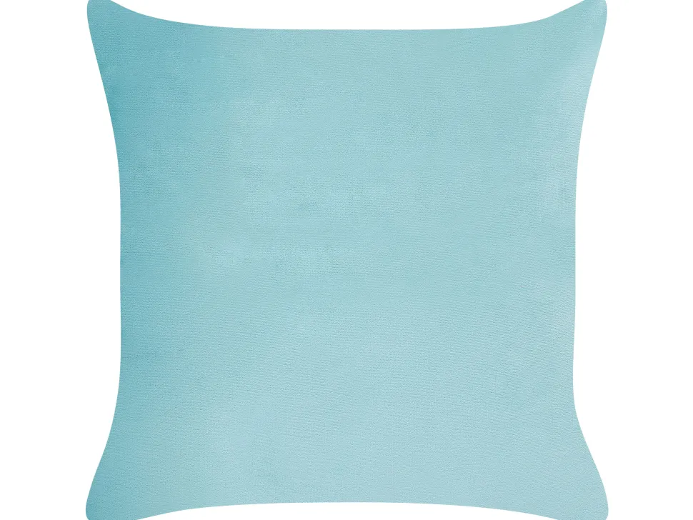 Conjunto De 2 Almofadas Decorativas Em Veludo Azul E Creme 45 X 45 Cm Allium