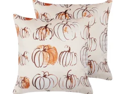 Conjunto De 2 Almofadas Decorativas Em Veludo Creme 45 X 45 Cm Cucurbita