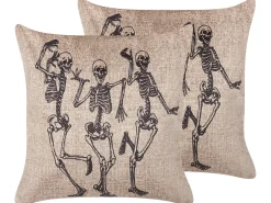 Conjunto De 2 Almofadas Decorativas Em Veludo Creme 45 X 45 Cm Mortesti