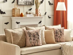 Conjunto De 2 Almofadas Decorativas Em Veludo Creme 45 X 45 Cm Mortesti