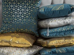 Conjunto De 2 Almofadas Decorativas De Veludo 45 X 45 Cm Azul Celosia