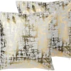 Conjunto De 2 Almofadas Decorativas Branco E Dourado 45 X 45 Cm Gardenia
