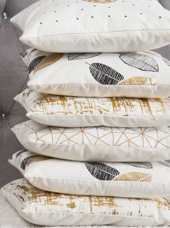 Conjunto De 2 Almofadas Decorativas Branco E Dourado 45 X 45 Cm Gardenia