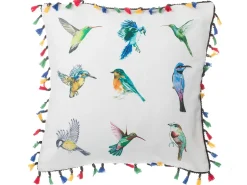 Conjunto De 2 Almofadas Decorativas Com Motivo De Aves 45 X 45 Cm Mallow