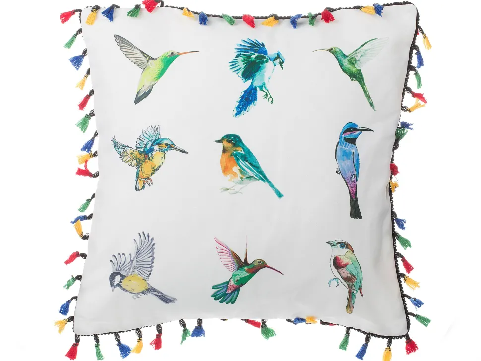 Conjunto De 2 Almofadas Decorativas Com Motivo De Aves 45 X 45 Cm Mallow