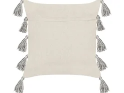 Conjunto De 2 Almofadas Decorativas Tufadas Em Algodao Creme E Cinzento 45 X 45 Cm Heliconia