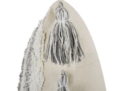 Conjunto De 2 Almofadas Decorativas Tufadas Em Algodao Creme E Cinzento 45 X 45 Cm Heliconia