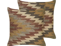 Conjunto De 2 Almofadas Decorativas Em Juta Multicolor 45 X 45 Cm Deepor