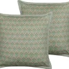 Conjunto De 2 Almofadas Decorativas Com Padrao De Folha Em Algodao Verde 45 X 45 Cm Pictus