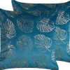 Conjunto De 2 Almofadas Decorativas Veludo Azul E Dourado 45 X 45 Cm Monstera