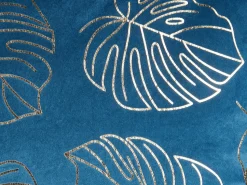 Conjunto De 2 Almofadas Decorativas Veludo Azul E Dourado 45 X 45 Cm Monstera