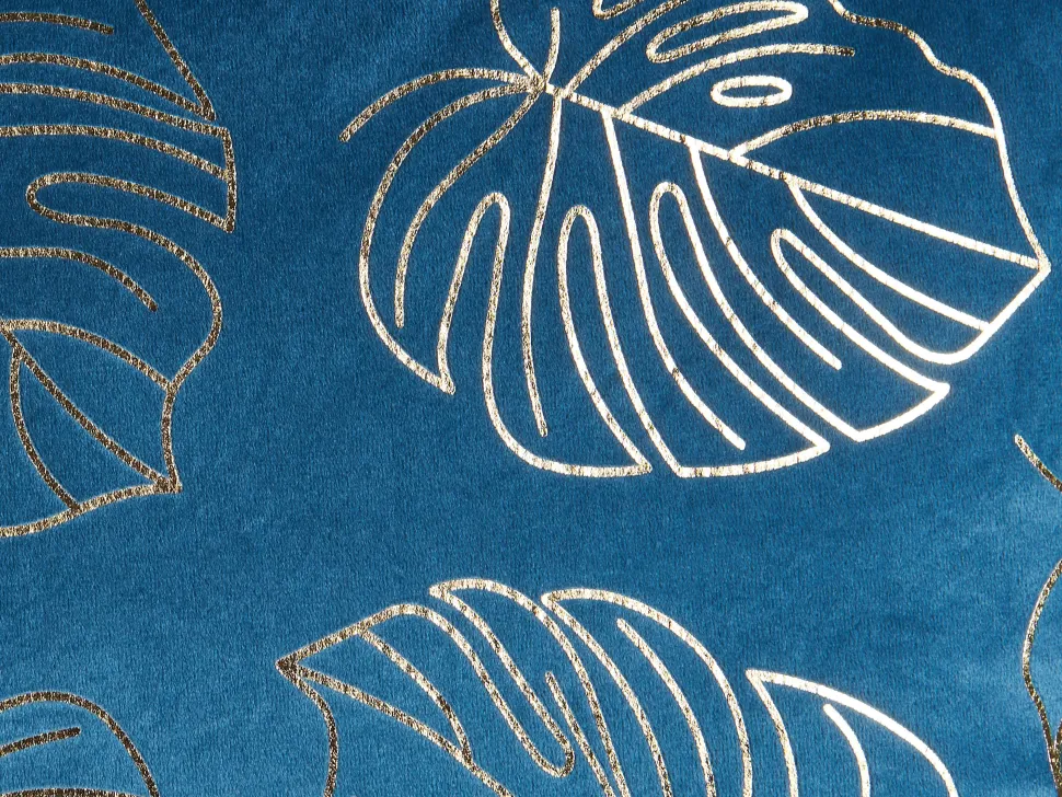 Conjunto De 2 Almofadas Decorativas Veludo Azul E Dourado 45 X 45 Cm Monstera